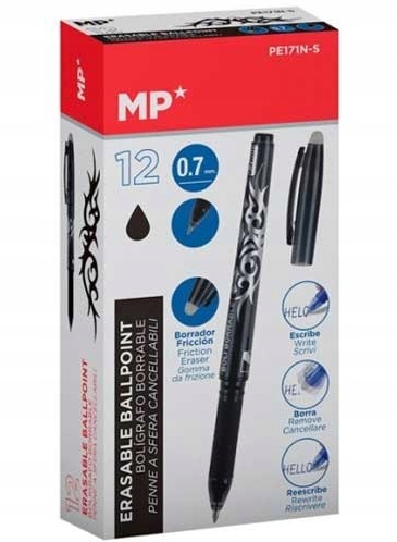 Długopis ścieralny 0,7mm czarny PE171N-S MP